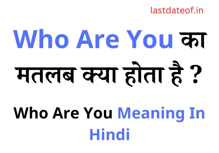 Who Are You Ka Matlab Kya Hota Hai | Who Are You Meaning In Hindi